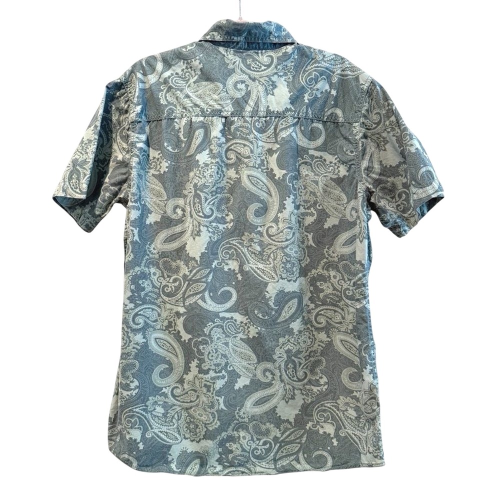 Red Camel Mens Short Sleeve Button Up‎ Shirt Blue Paisley Print Size L - Picture 4 of 6